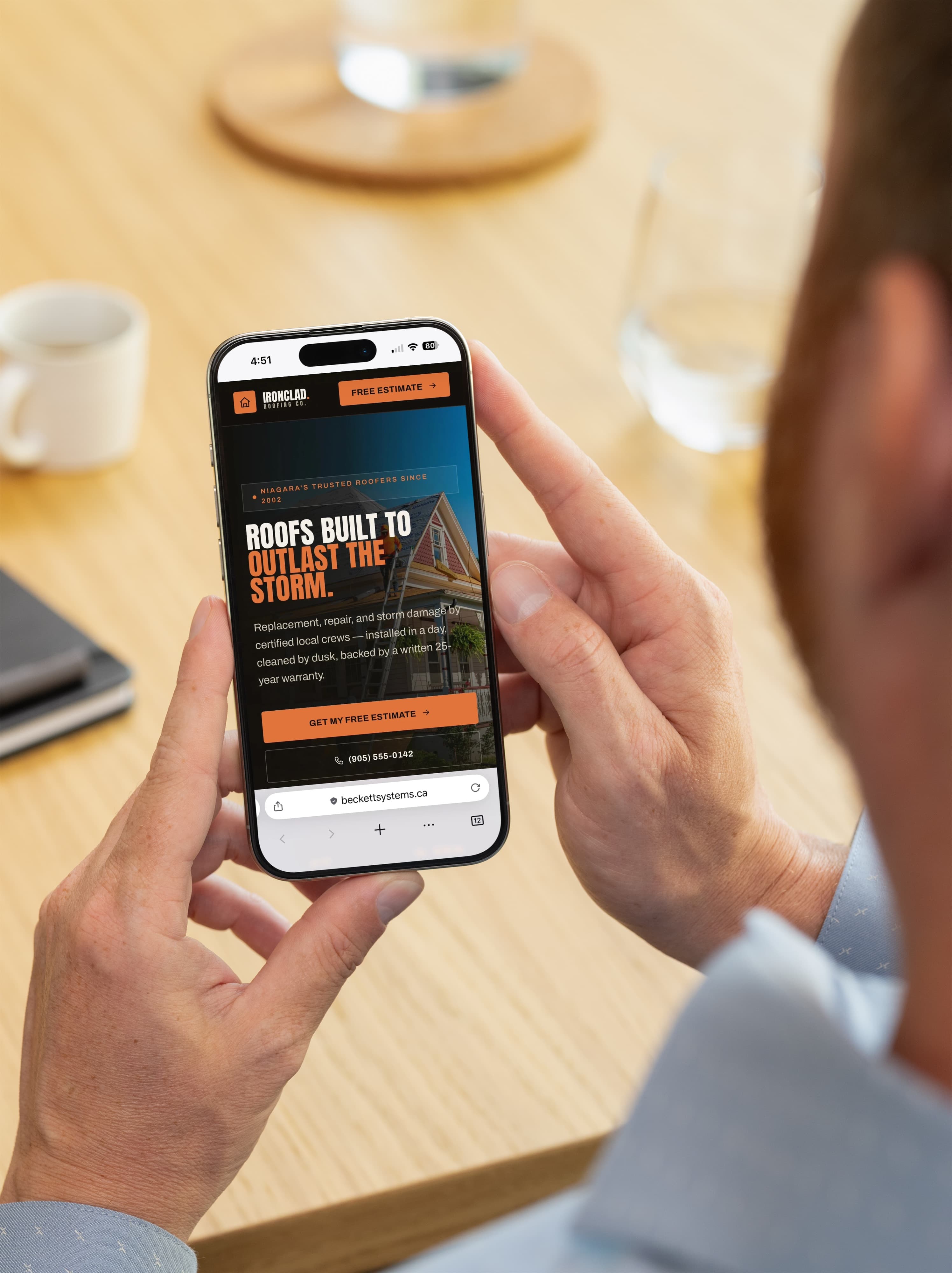 A finished BeckettSystems contractor website live on a phone