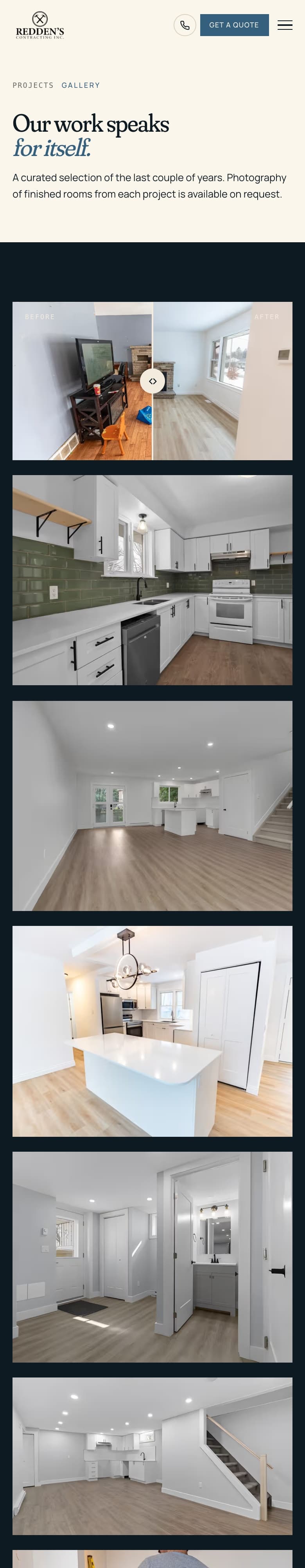 Projects gallery on mobile