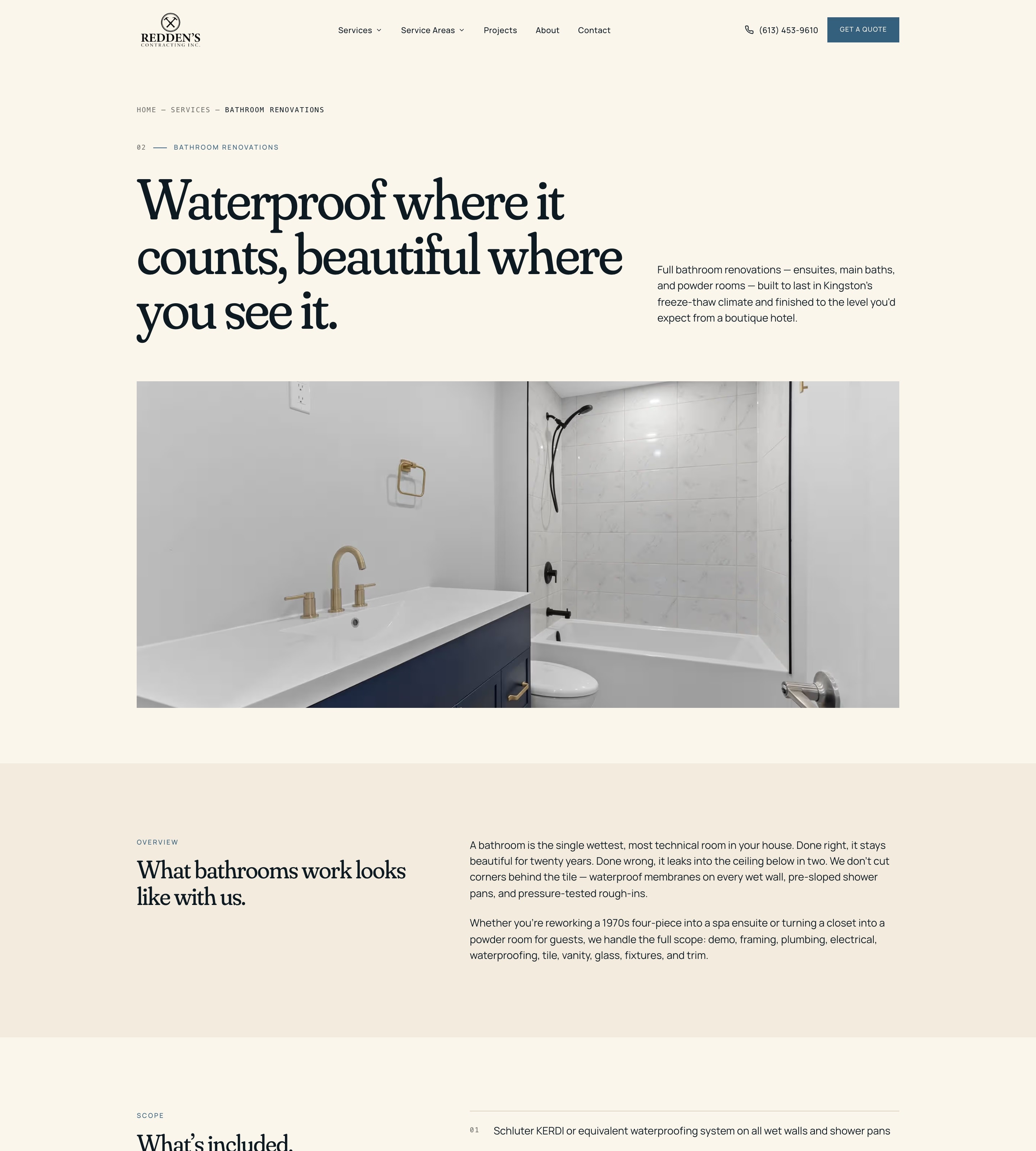 Reddens Contracting bathroom renovations page